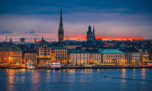 Mats Fotokonst Skymning Skeppsbron Gamla Stan Stockholm Webbkusten bildbyrå